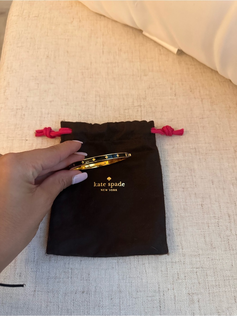 kate spade Gold and Black Heart Enamel Bangle Bracelet - Picture 7 of 8